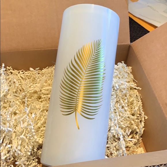 TORRE AND TAGUS GOLD PALM LEAF VASE - Picture 1 of 4